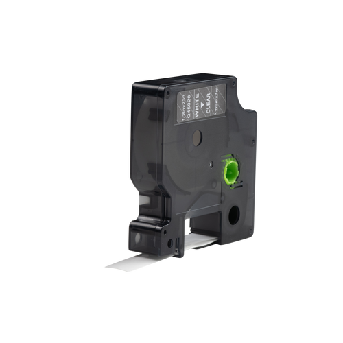 Dymo D1 Compatible 45020 (S0720600) tape wit op transparant 12 mm x 7 m