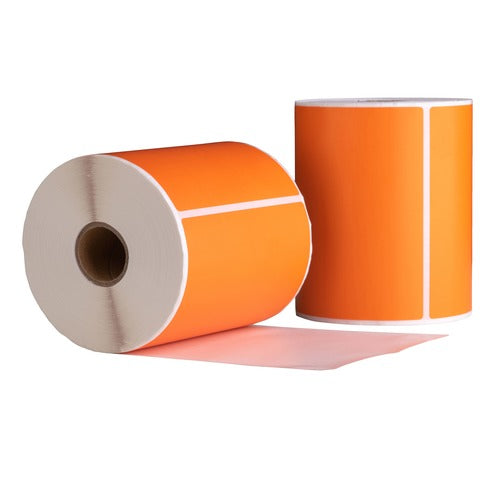 Verzendetiketten oranje, 102 mm x 150 mm, 280 etiketten per rol, kern 25 mm, Thermisch ECO, permanent