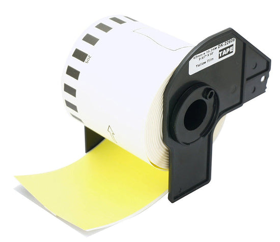 Brother DK-22606 gele compatible labels, 62 mm x 15,24 m, incl brother houder, permanent