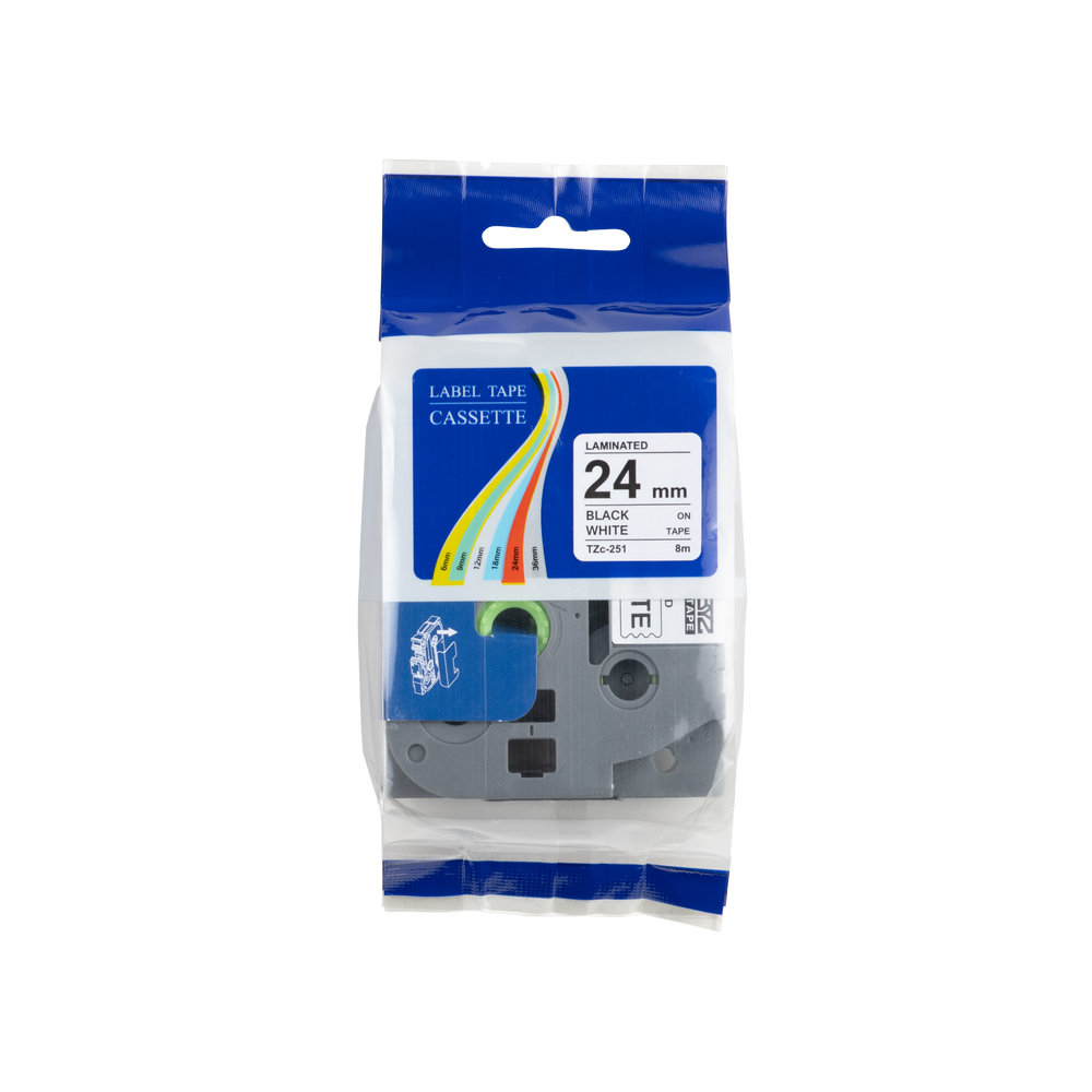 Brother compatible TZe-153 tape blauw op transparant 24 mm x 8 m