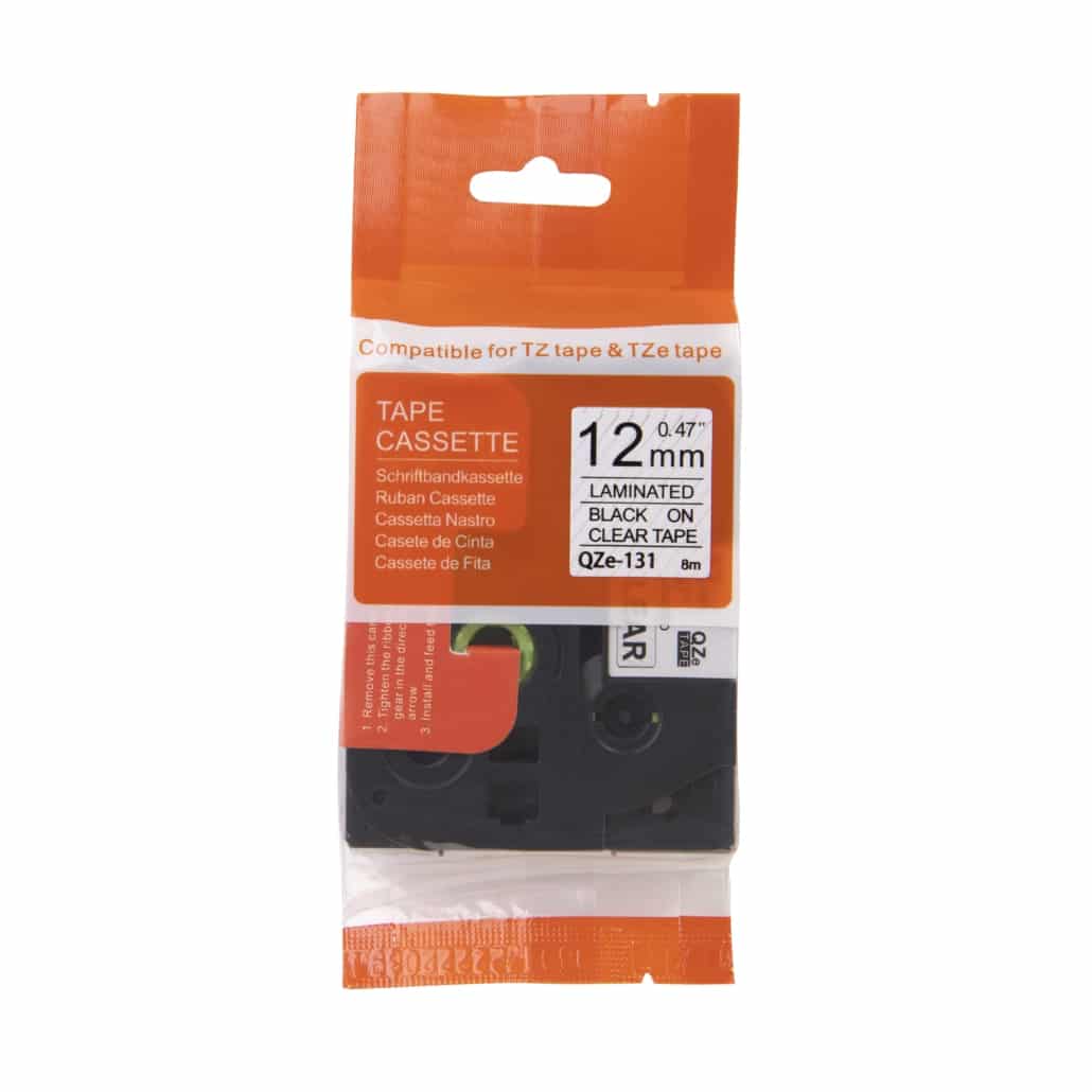 Brother Compatible TZe-132 tape rood op transparant 12 mm x 8 m